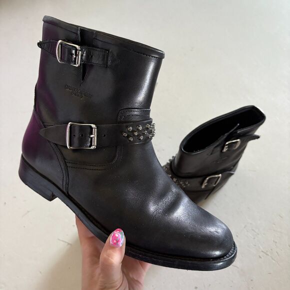 Saint Laurent Ankle Buckle Studded Leather Boots Black Size 37 US 7 - Picture 11 of 13